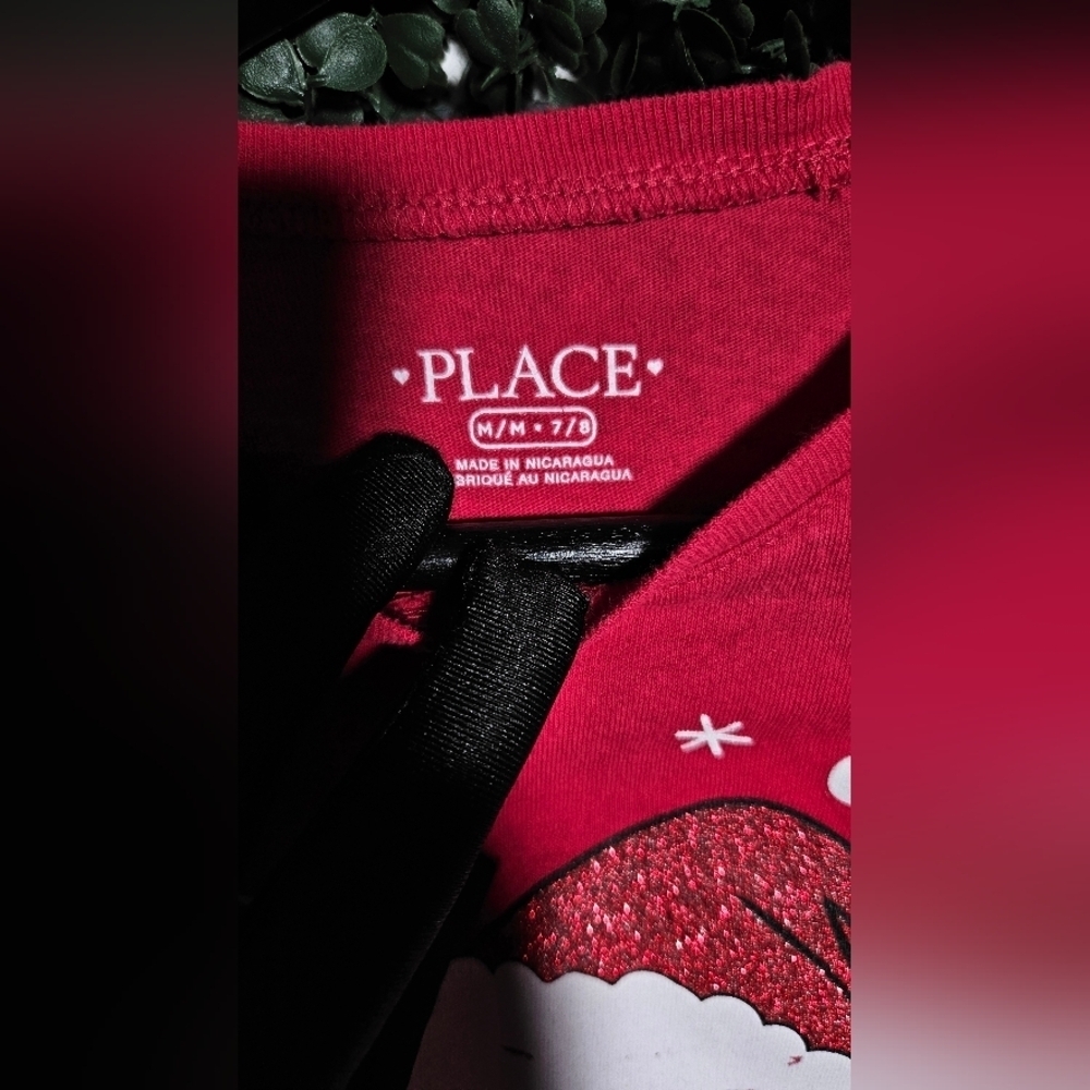 Place Red Long Sleeve Kids Tee with Festive Design - Picture 4 of 4